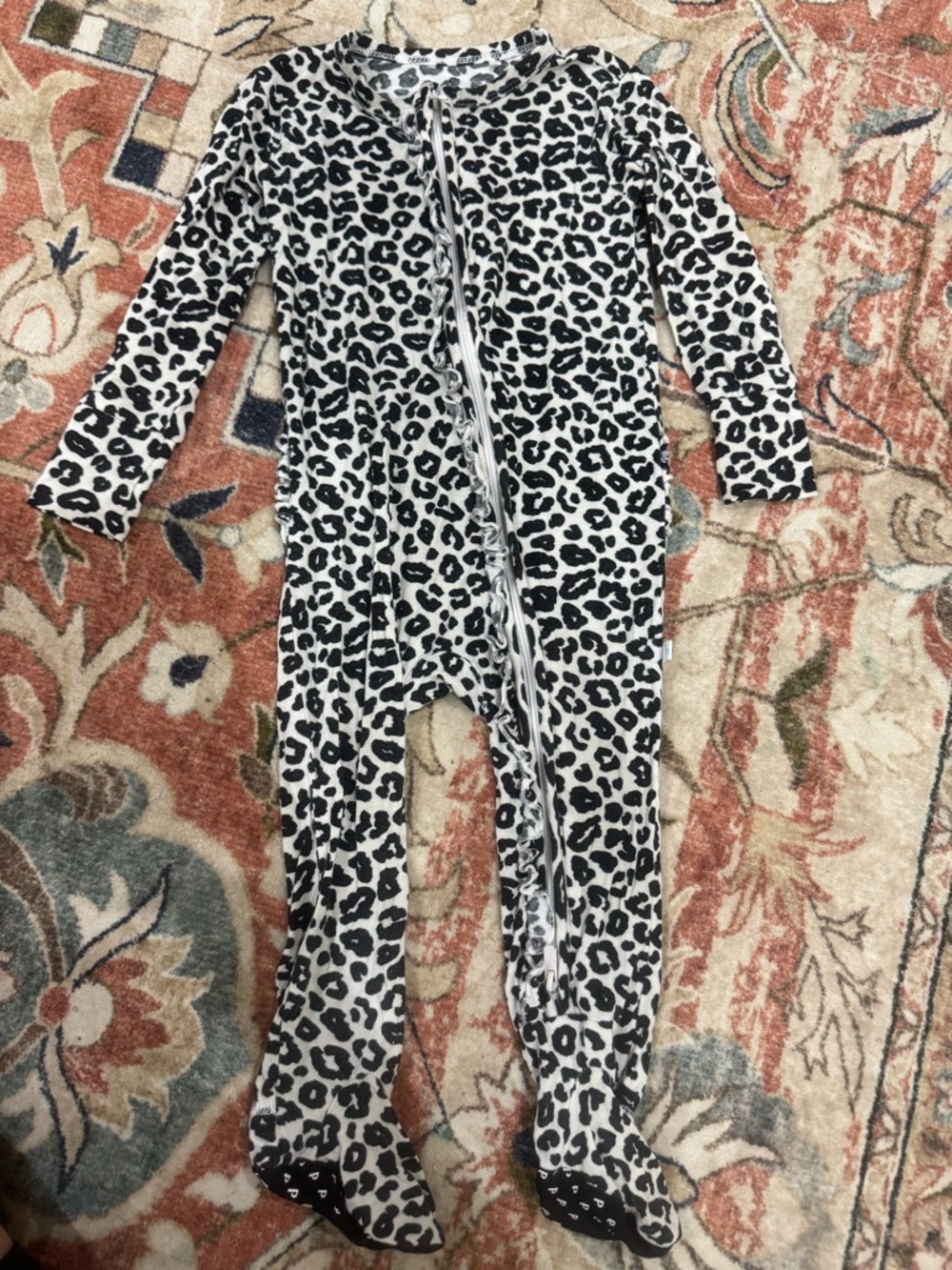 Posh Peanut Black and White Leopard Footie One-Piece